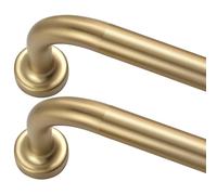 Warm Gold Curtain Rods 2 Pack,1 Inch Disc Curtain Rods for Windows 100 to 150",Blackout Wrap Around Curtain Rod with Aluminum Finials and Brackets,No Screw Disassembly Adjustable Curved Curtain Rod