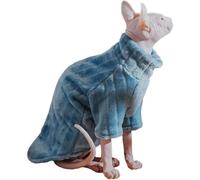Warm Hairless Cat Clothes Soft Winter Sphynx Cat Sweaters for Cats Only, Turtleneck Fleece Puppy Kitten Coat Pajamas for Pet Cold Weather Apparel(Blue,M)