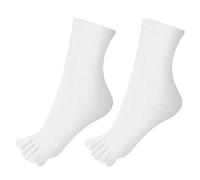 Warm-Han Toe Socks 97% Cotton Size 35-39 Ribbed Shaft Toe Stockings Five Finger Socks Women's Everyday Sports F909R, White x 2, 35-39