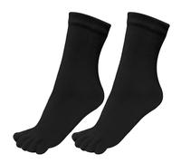 Warm-Han Toe Socks 97% Cotton Size 35-39 Ribbed Shaft Toe Stockings Five Finger Socks Women's Everyday Sports F909R, Black X 2, 35-39