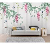 Warm Hand Drawn Line Garcinia Cambogia Leaf Flower 3D Wallpaper Silky Texture Home Study Office Grey Dining Room Sofa Bedroom Living Room TV Backdrop-400cm×280cm