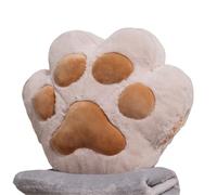 Warm Hand Pillow 34/40cm Bear&Cat Paw Pillow with Two Holes Flannel Blanket Colorful Stuffed Fuzzy Animal Handwarmer(Light Brown,34cm Without Blanket)