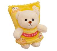 Warm Hand Pillow Creative Cartoon Potato Chip Snack Pack Lina Bear Panda Hand Warmer Throw Pillow 2 in 1 Cute Teddy Doll(Yellow Bear)
