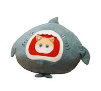 Warm Hand Pillow Plush Toast Bread Pillow Kawaii Food Pig Rabbit Fox Soft Doll Hand Warmer Home Decoration Cushion(35cm Blue Shark)