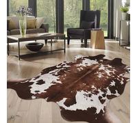 WARM HAVEN Cow Hide Faux Cowhide Rug: Cow Print Rug for Living Room Bedroom 6.2x7 Feet - Animal Print Skin Black and Brown Western