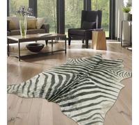 WARM HAVEN Zebra Print Area Rug, 4.6x5.2 Feet - Faux Zebra Hide for Bedroom, Black & White Animal Print