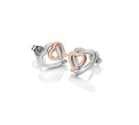 Warm Heart Earrings - Rose Gold Plate Accents Hot Diamonds Silver 12mm