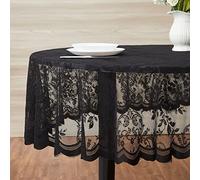 Warm Home Designs 60 x 84 Lace Tablecloth. Black Oval Tablecloth with English Rose Design. Oval Table Cloth, Rustic Tablecloth or Dining Table Cover for 6-8 Guests. LTC Black Oval 84"