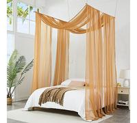 Warm Home Designs Set of 2 Caramel Gold Canopy Bed Curtains in 55 x 216 Inch Size. 2 Queen Bed Canopy Curtains Can Be Turned Into Bed Scarves, Kids Bed Tent, Bed Canopy for Girls. BF Double Gold 216"