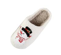 Warm House Slippers For Women, Winter Snowman Themed Cozy Couples Slippers For Women And Men With Thick Soft Sole Design (White, 5)