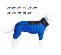 Warm Jacket for Dogs - 4 Leg Covered Waterproof & Windproof Dog Vest, Zippered Adjustable Snow Jacket - Blue M