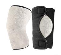 Warm Knee Braces Featuring Double-Layer Faux Lamb's Wool Fleece Lining and Elastic Leg Wrap for Secure All-Day Fit (White)