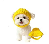 Warm Knit Dog Beanie Hat with Ear Flaps - Cozy Stretchy Knit for Small Dogs, Festive & Everyday Winter Beanie for Dogs, Christmas Dog Hat Offering, Turn Your Pup into The Season’s Cute Star (Yellow)