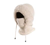 Warm Knitted Headwear Bobble Hat Beanie Hat Womens Winter Knitted Hat Warm Cycling Ski Women Windproof Hood Heavyweight Thermal Mens Hat (Beige, One Size)