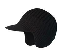 Warm Knitted Winter Hat with Ear Flaps for Men, Thickened Fleece Lining for Outdoor, Cozy Winter Hat for Seniors Mountain Hunter Hat, black, One Size