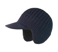 Warm Knitted Winter Hat with Ear Flaps for Men, Thickened Fleece Lining for Outdoor, Cozy Winter Hat for Seniors Mountain Hunter Hat, navy, One Size