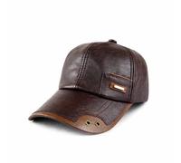 Warm Leather Baseball Caps, Men's Genuine Leather Shell Fleece Lining Adjustable Cap for Fall Winter Outdoor (Dark Coffee)