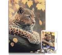 Warm Leopard in The Wild Jigsaw for Adults1000 Pieces Interactive Learning Fun Activity Heartwarming Memorable Present Size 38x52cm