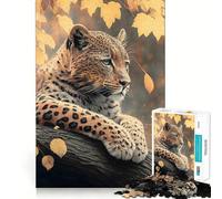 Warm Leopard in The Wild Jigsaw Puzzle 1000 Piece Creative Skill Toy Clean Cut Sturdy Components Travel-friendly Brain Game Gift (38x52cm)