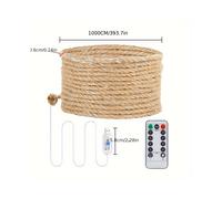 (Warm Light Remote Control, 10m) 1pc USB Remote-Controlled Hemp Rope Light, Vintage Ambience String Lights