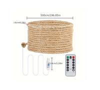 (Warm Light Remote Control, 5 Meters) 1pc USB Remote-Controlled Hemp Rope Light, Vintage Ambience String Lights