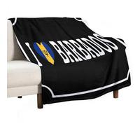 Warm Lightweight I Love Barbados Bedding Fleece Blanket Country Flag Patriotic Customized Blanket Cozy Decor for Sofa Couch Bedroom Travel 50"x60"