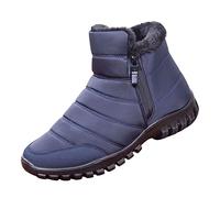 Warm Lined Winter Shoes, Men's Plush Winter Boots, Comfortable Half-Height Snow Boots, Non-Slip Chunky Thermal Shoes, Breathable Leisure Shoes, Fluffy Flavour Boots, Wear-resistant Winter Boots, blue