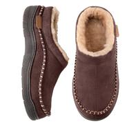 Warm Memory Foam Slide Men's Indoor/Outdoor Breathable Memory Foam Clog House Shoe With Wide Widths Slippers for Men and Women Non-Slip Slippers Cotton Linen Slippers, coffee, A