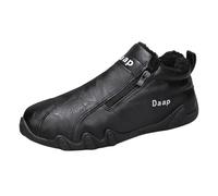 Warm Men'S Slip On Trainers Men Thermal Trainers Half Zip Fleece Shoes Secure Foothold Walking Shoes Non-Slip Winter Boots Low Top Snow Boots Outdoor Trekking Sneakers With Warm Padded