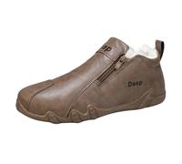 Warm Men'S Slip On Trainers Men Thermal Trainers Half Zip Fleece Shoes Secure Foothold Walking Shoes Non-Slip Winter Boots Low Top Snow Boots Outdoor Trekking Sneakers With Warm Padded