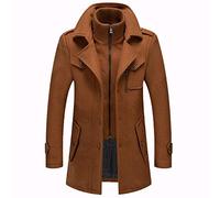 Warm Men's Wool Coat with Removable Double Collar, Pea Coat, Casual/Business Slim-Fit Winter Jacket with Cotton Lining, Thick, Windproof Outdoor Coat
