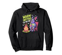 Warm Myths By The Fire Neon Bat Campfire Design Pullover Hoodie