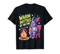 Warm Myths By The Fire Neon Bat Campfire Design T-Shirt