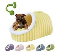 Warm Nest Frenchie Bed, Warm Nest French Bulldog Bed, Soft Cozy Hideaway Pet Bed, Plush Non Slip Cave Style Dog Bed with Cover, Perfect for French Bulldogs, Chihuahuas, And More (Yellow, L)