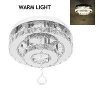 (Warm(NO Remote Controller)) 24W/48W Chandelier Crystal Stepless Dimming LED Round Ceiling Light Remote Control Fixture Decor AC100-240V