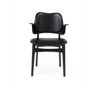 Warm Nordic Gesture chair, upholstered seat and back Leather prescott 207 black, black lacquered beech legs, upholstered seat, upholstered back