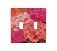 Warm Orange Magenta Brush Textures Double Gang Toggle Light Cover Wall Plate Switch Decor Standard Size - 11.4x11.4cm