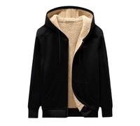 Warm outerwear, Fleece Jacket Teddy Fleece Hoodie Winter Coat Jacket Full Zip Hoodie Teddy Bear Coats Fleece Tops Sweater Outwear unisex wear (UK, Alpha, 4XL, Regular, Regular, Black)