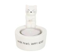 Warm Paws Happy Heart Cat Tealight Holder | Ceramic Cat Candle Stand | Cozy Heat Decoration