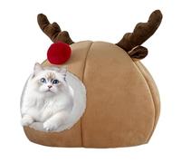 Warm Pet Bed Christmas Cat Cave - Foldable Tent Shape, Breathable Cushion Fabric | Washable Covered Hideouts, Retreat Dome with Non-Slip Bottom for Puppy Relaxation, Naps, Quiet Resting Corners