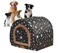 Warm Pet Bed - Medium Oxford 45x37x32cm Flannel Sponge Waterproof | Dog Kennel with Flexible Fabric Door, Puppy, Detachable and Washable | Home p
