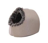 Warm Pet Cave Bed, Soft Plush Hooded Cat Bed Pet Calming Nest for Small Cats, Self-Warming Cave for Indoor Cats, Washable Cove with Removable Inner Cushion (Dark Grey, 45x33x40cm)