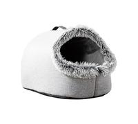 Warm Pet Cave Bed, Soft Plush Hooded Cat Bed Pet Calming Nest for Small Cats, Self-Warming Cave for Indoor Cats, Washable Cove with Removable Inner Cushion (Grey, 42x30x33cm)