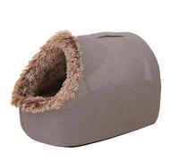 Warm Pet Cave Bed, Soft Plush Hooded Cat Bed Pet Calming Nest for Small Cats, Self-Warming Cave for Indoor Cats, Washable Cove with Removable Inner Cushion (Coffee, 40x30x33cm)