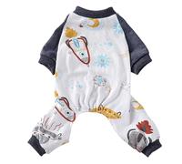 Warm Pet Pajamas Cozy Cartoon Space Flowers Printing Soft Cute Animal Dog Cat Apparel Comfortable Nightwear Costume Outfit (A, XL)