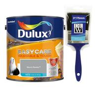 Warm Pewter Dulux Easycare Matt Emulsion Paint 2.5L + 3" Emulsion Paint Brush - Washable & Stain Resistant, Durable Matt Finish, Quick Dry, Low Odour Interior Wall & Ceiling Paint