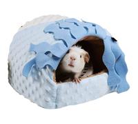 Warm Plush Guinea Pig Hut Habitat Hedgehog Hideout Rat House for Small Animal Rabbit,Washable Chinchilla Hamster Bed Cozy Nest Cage Accessories (Blue,X-Large)