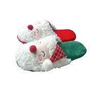 Warm Plush Slippers for Women Home Shoes Christmas Holiday House Shoes Boots for Women Fuzzy Outdoor Indoor Bedroom Slippers Party Costume Gifts (White, 6)
