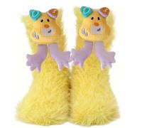 Warm Plush Sock, Soft Ladies Fluffy Socks Comfortable Yellow Small Bear Funny Socks Women, Cute Fluffy Sock Womens Suitable for Gifting to Classmates Partners Friends and Family
