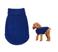 Warm Puppy Sweater for Small Dogs - Knitted Dog Pullover with Soft Turtleneck - Winter Outfit for Welsh Corgi, Yorkshire Terrier, Chihuahua (S, Blue)